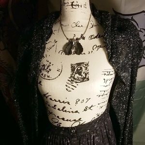 Black Cardigan Sheer Indie Boho Free People XS